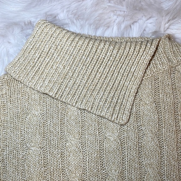 𝅺LIZ CLAIBORNE SPORT Medium Cable Knit Long Sleeve Cowl Neck Sweater - Picture 2 of 8